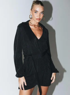 Princess Polly Party Time Mini Dresstall Low Impact Black Clearance