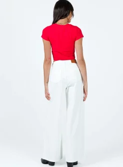 Princess Polly Patridge Wide Leg Jeans White New