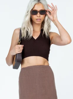 Princess Polly Patterson Top  Brown Hot