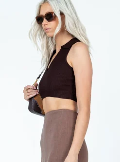 Princess Polly Patterson Top  Brown Hot