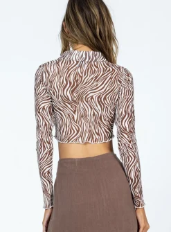 Princess Polly Paula Long Sleeve Top Zebra Cheap