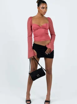 Princess Polly Pavel Long Sleeve Satin Top  Red Outlet