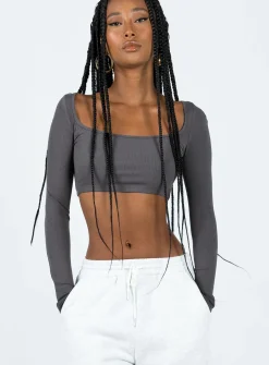Princess Polly Paynton Long Sleeve Top  Grey Store