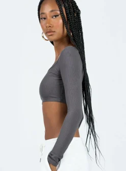 Princess Polly Paynton Long Sleeve Top  Grey Store