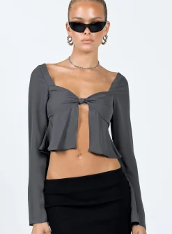 Princess Polly Pearwood Long Sleeve Top Slate Store