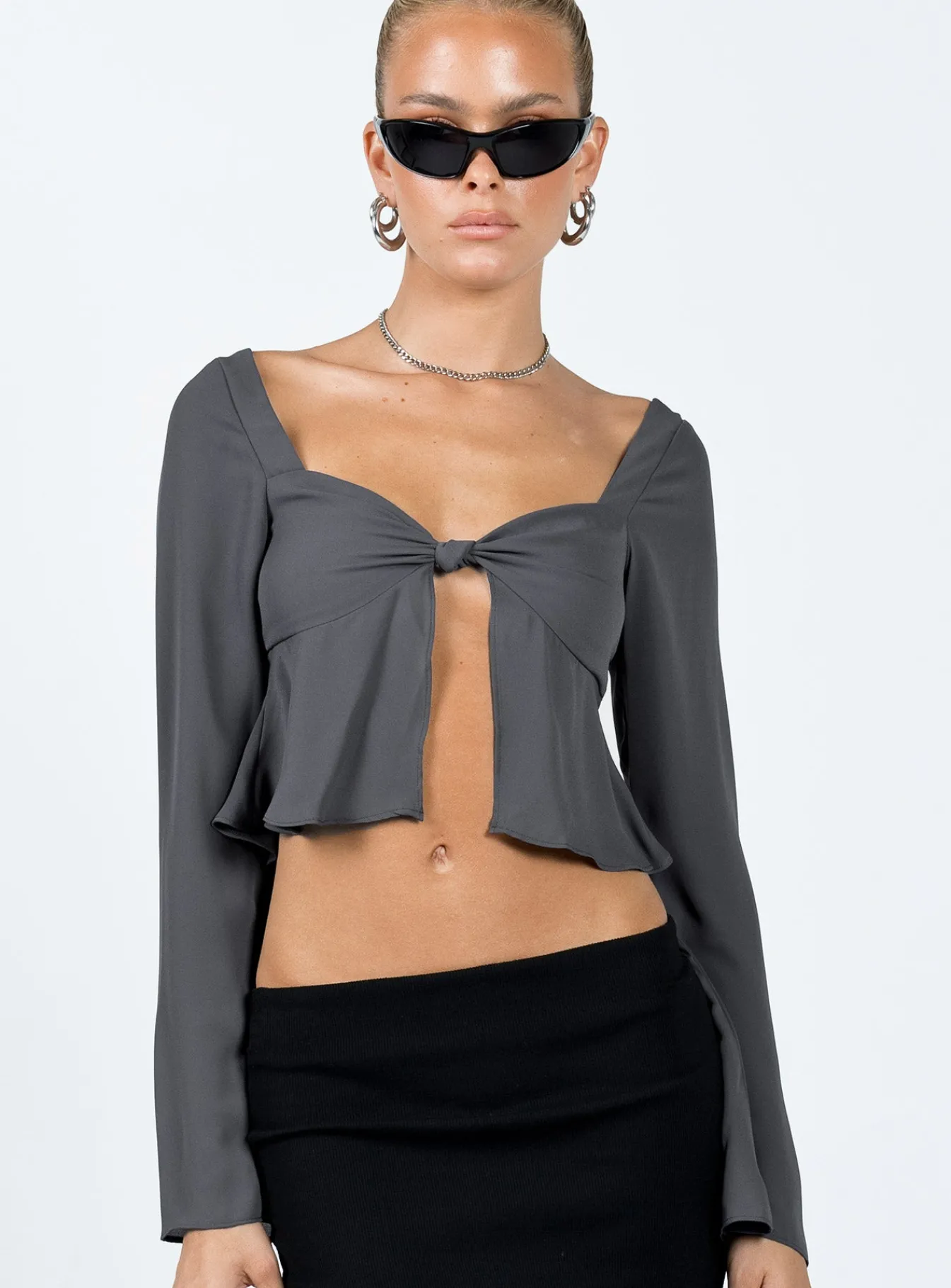 Princess Polly Pearwood Long Sleeve Top Slate Store