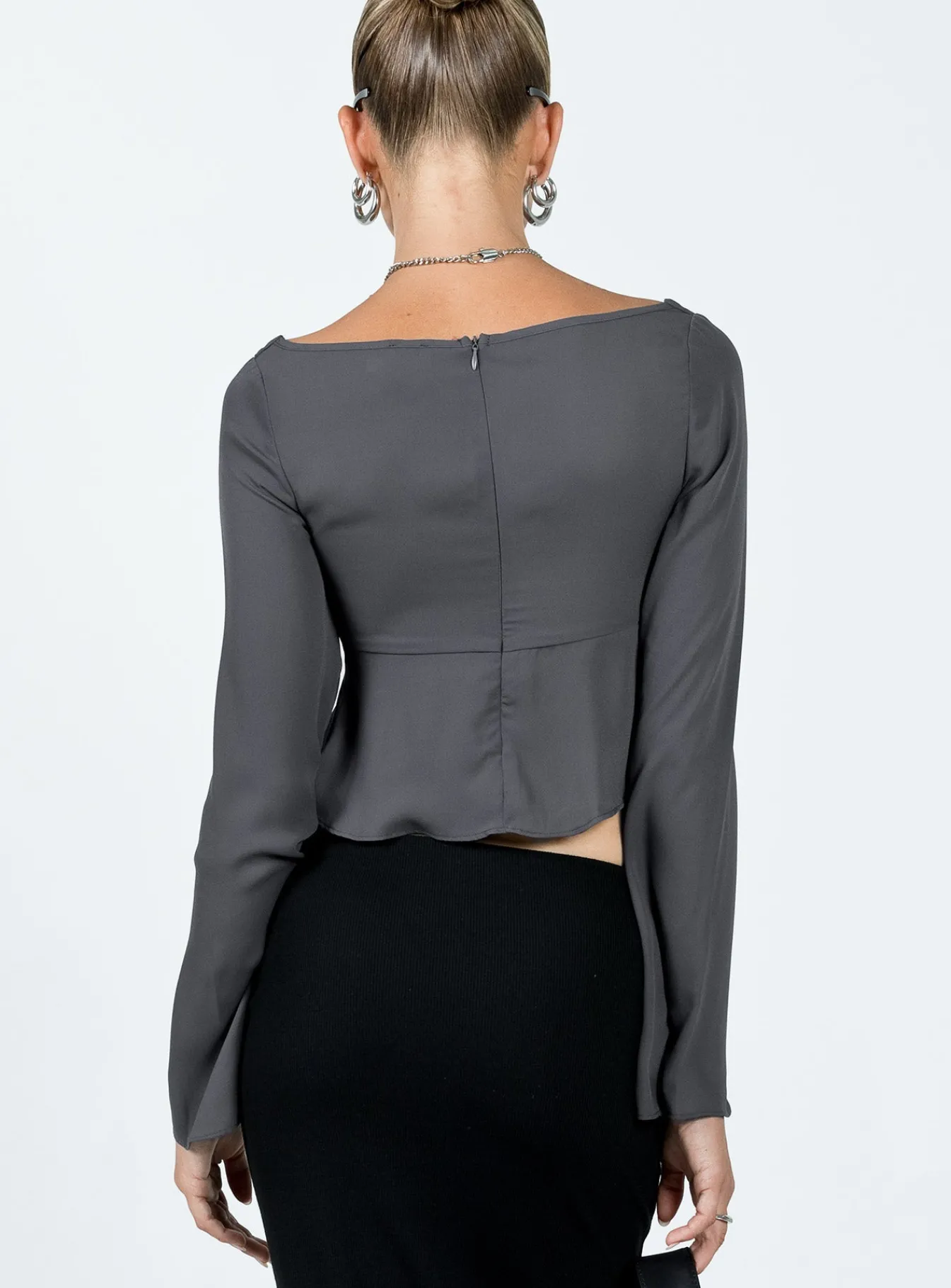 Princess Polly Pearwood Long Sleeve Top Slate Store