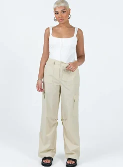 Princess Polly Pegley Nylon Cargo Pants  Beige Hot
