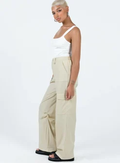 Princess Polly Pegley Nylon Cargo Pants  Beige Hot