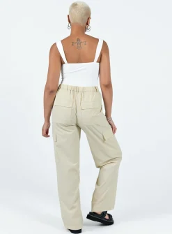 Princess Polly Pegley Nylon Cargo Pants  Beige Hot