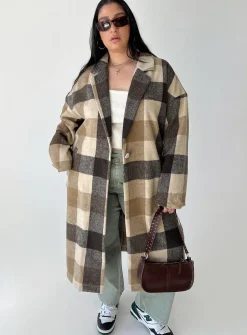 Princess Polly Penelope Coatcurve   Beige Flash Sale