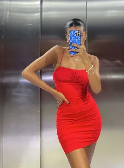 Princess Polly Penney Mini Dress  Red Clearance