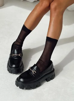 Princess Polly Penny Lane Loafer  Black Hot