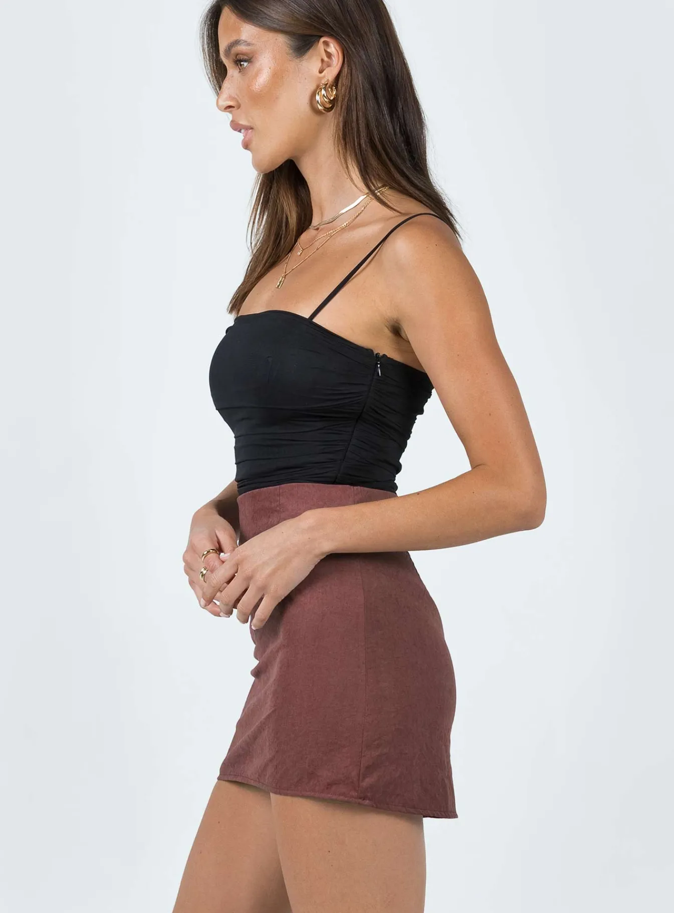 Princess Polly Peony Mini Skirt Brown Cheap