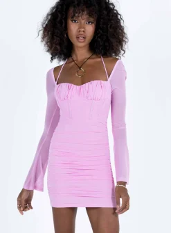 Princess Polly Perabo Long Sleeve Mini Dress Purple Flash Sale