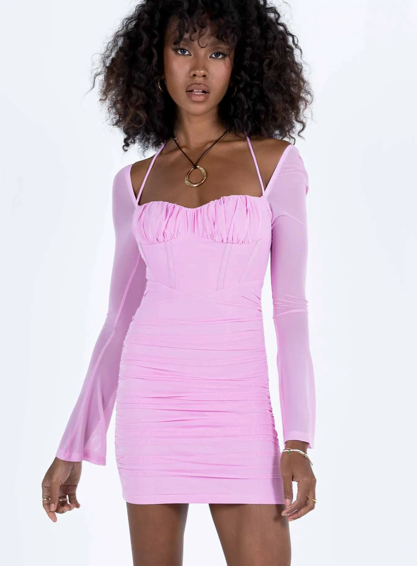 Princess Polly Perabo Long Sleeve Mini Dress Purple Flash Sale