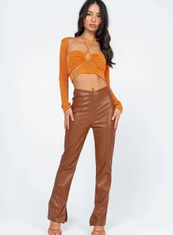 Princess Polly Perama Pu Pants Brown Outlet