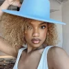 Princess Polly Perito Boater Hat  Blue Hot