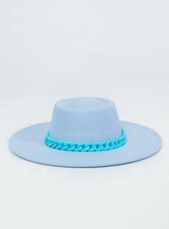 Princess Polly Perito Boater Hat Blue Hot