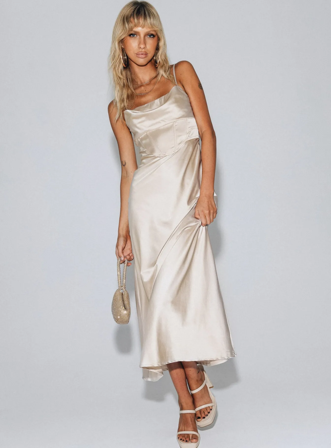 Princess Polly Perrie Midi Dress Cream Shop
