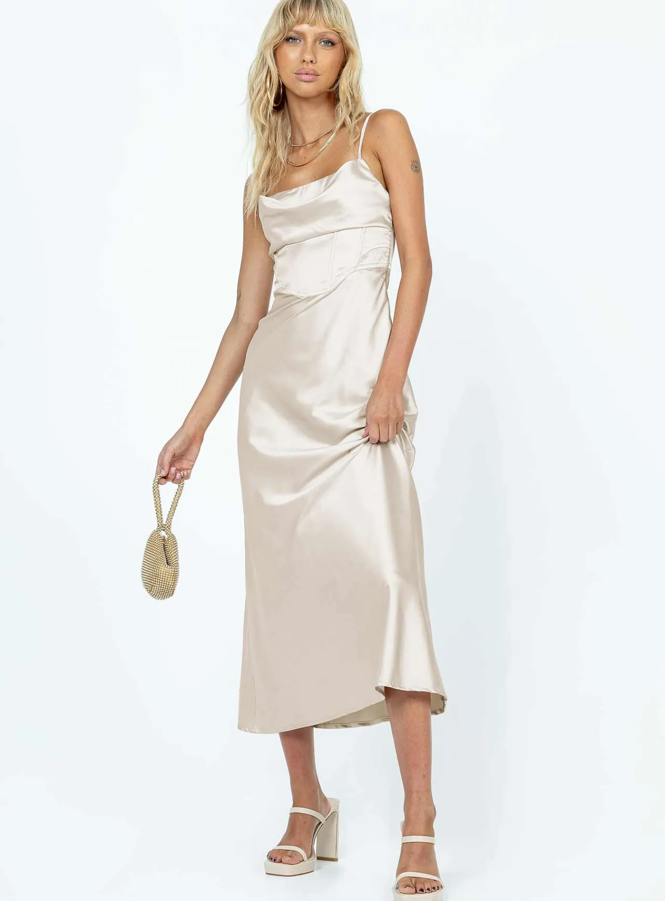 Princess Polly Perrie Midi Dress Cream Shop