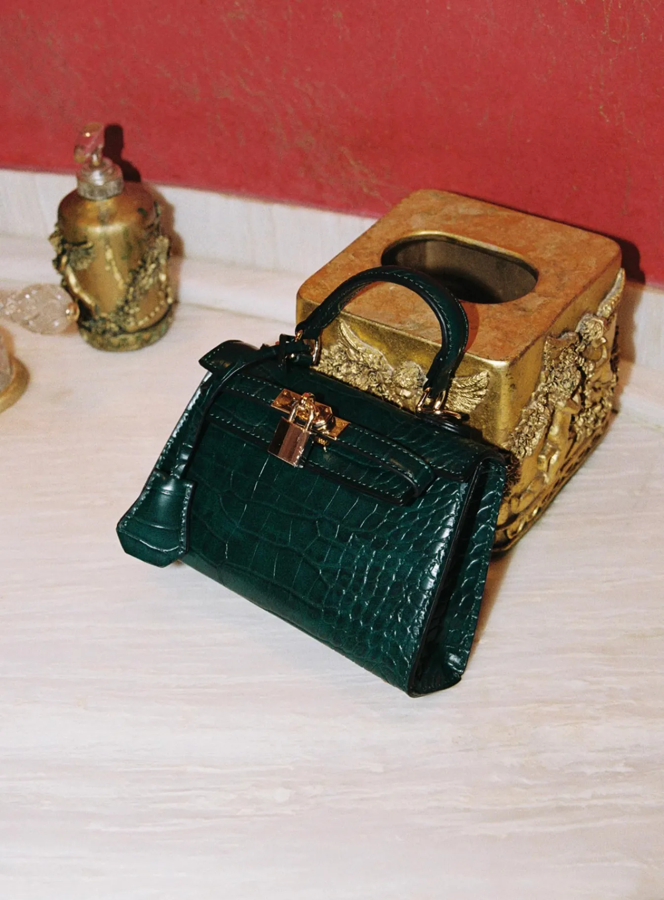 Princess Polly Peta &Amp; Jain Hedi Mini Top Handle Bag Green Croc Discount