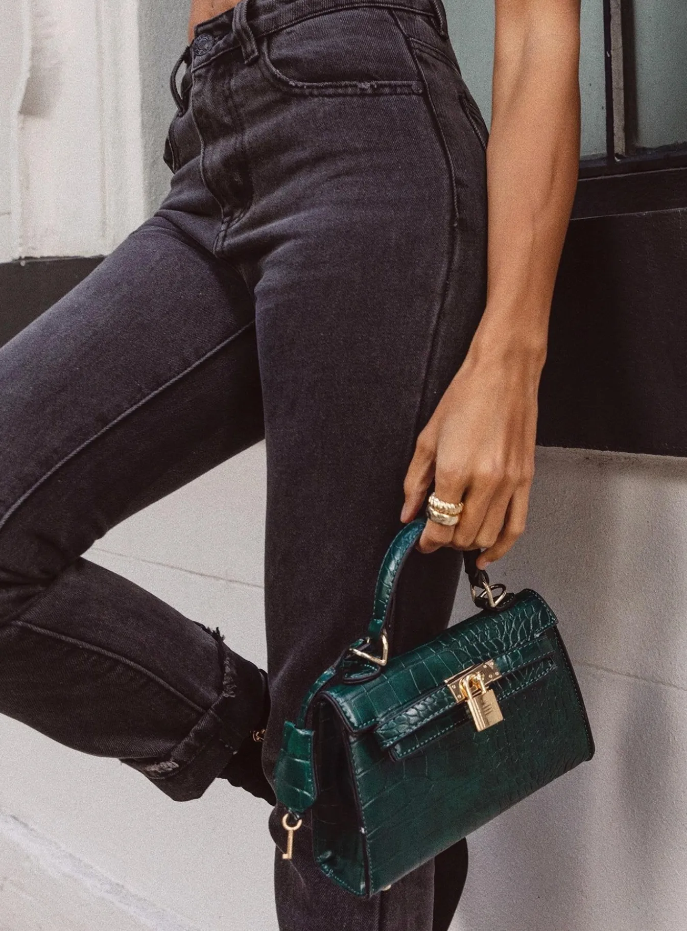 Princess Polly Peta &Amp; Jain Hedi Mini Top Handle Bag Green Croc Discount