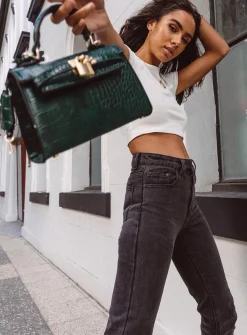 Princess Polly Peta &Amp; Jain Hedi Mini Top Handle Bag Green Croc Discount