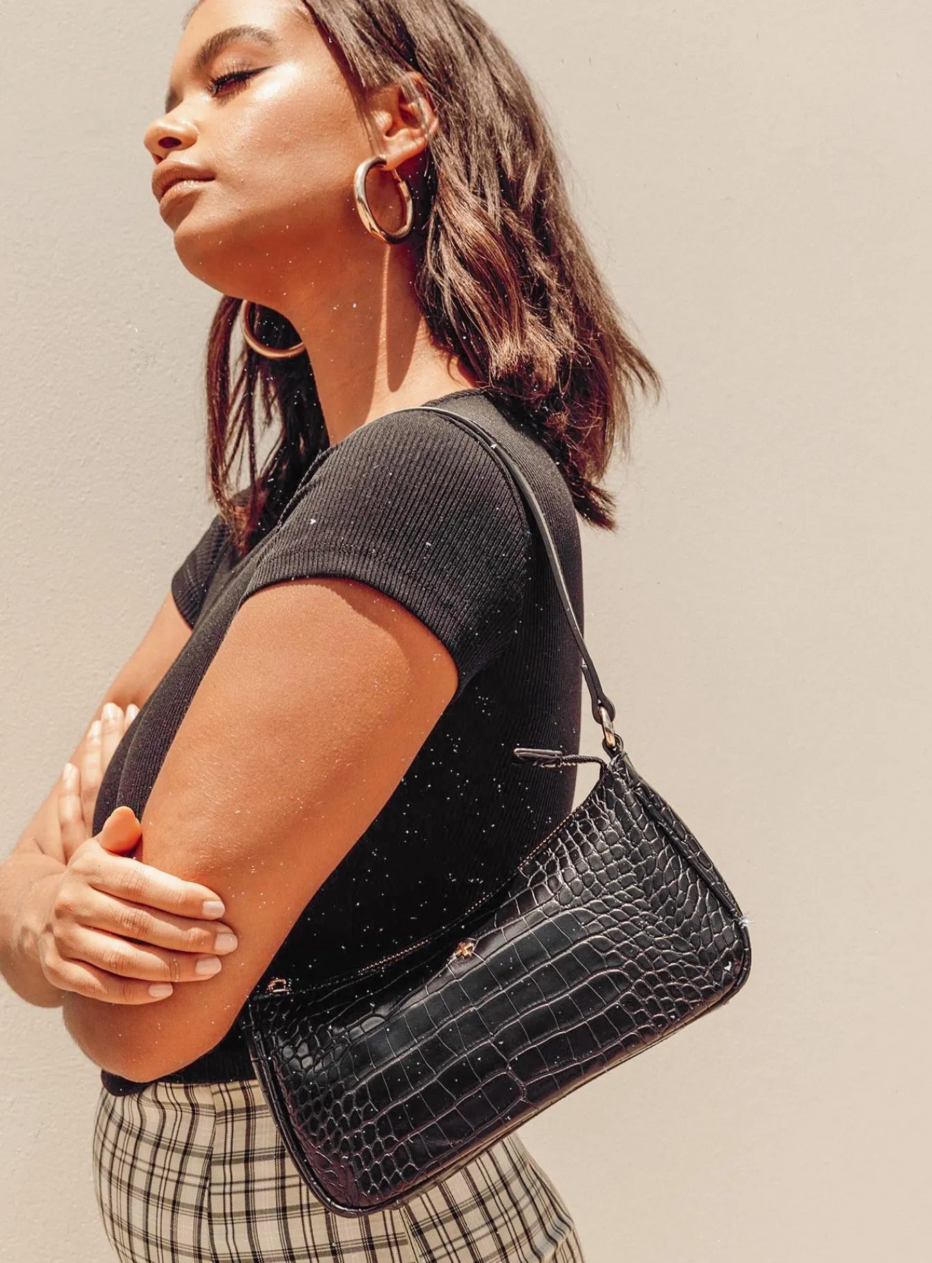 Princess Polly Peta &Amp; Jain Piper Bag Black Croc Flash Sale