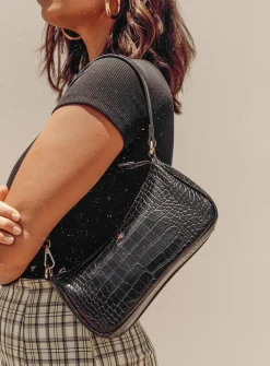 Princess Polly Peta &Amp; Jain Piper Bag Black Croc Flash Sale