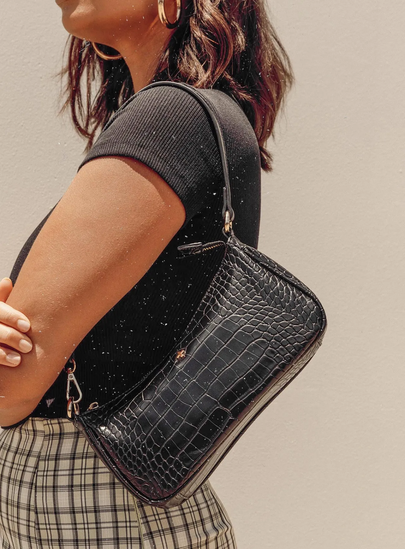 Princess Polly Peta &Amp; Jain Piper Bag Black Croc Flash Sale