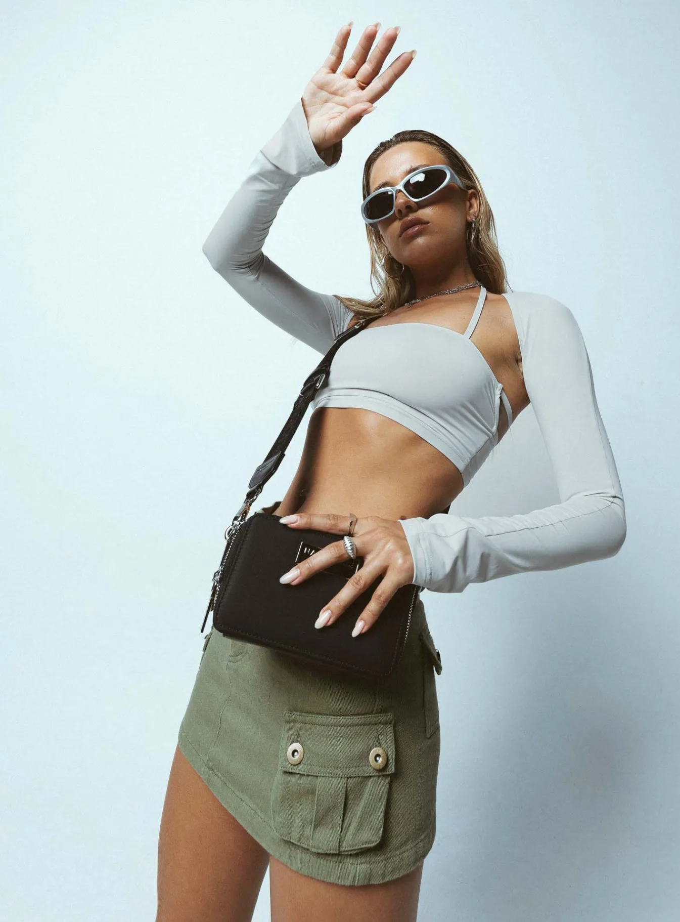 Princess Polly Peterson Cargo Mini Skirt Khaki Clearance