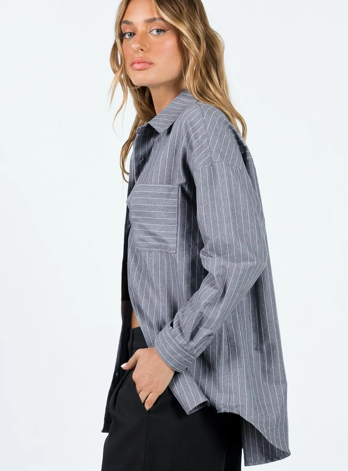 Princess Polly Peza Shirt Grey Store
