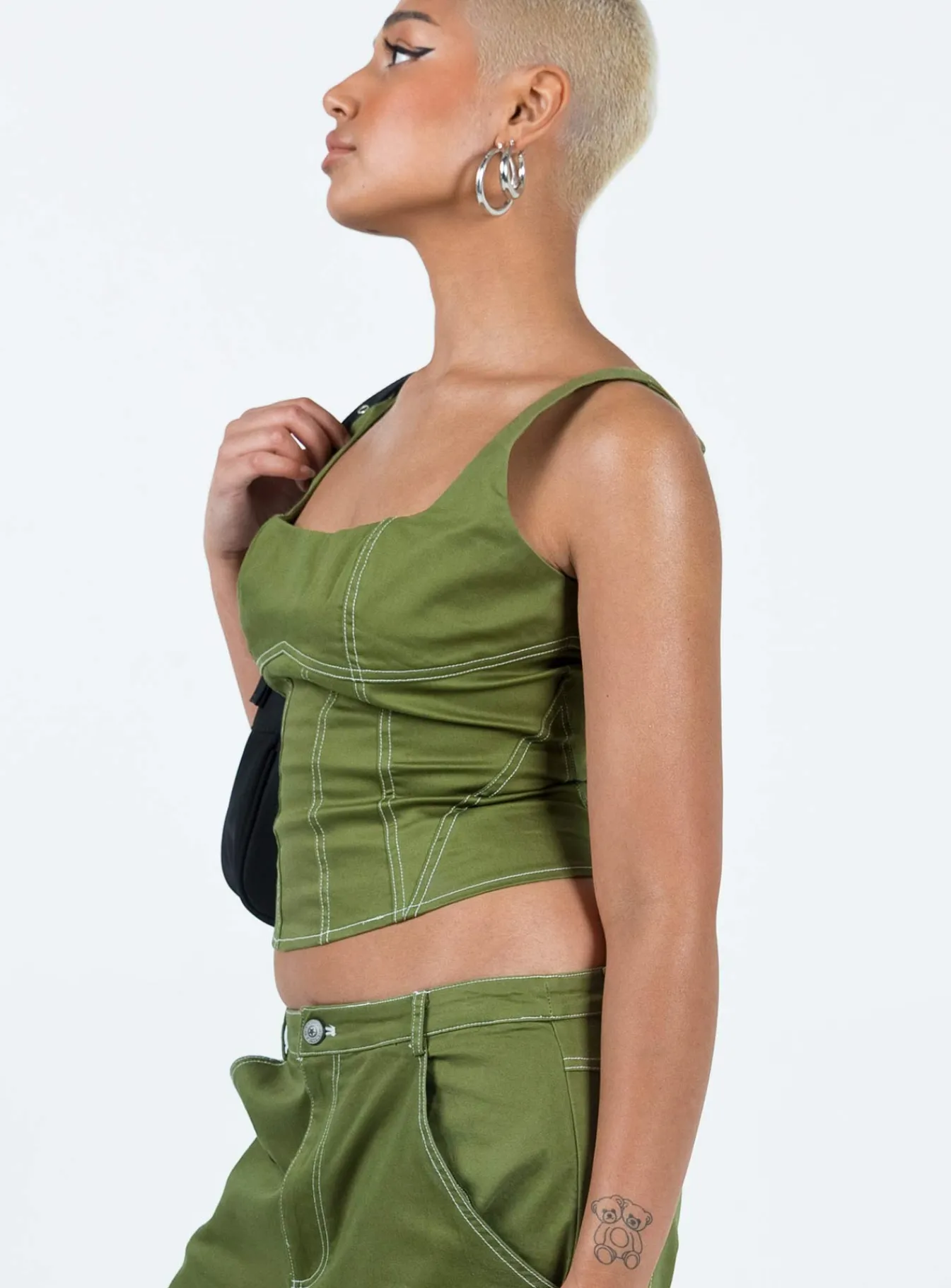 Princess Polly Phena Contrast Corset Top Green Flash Sale