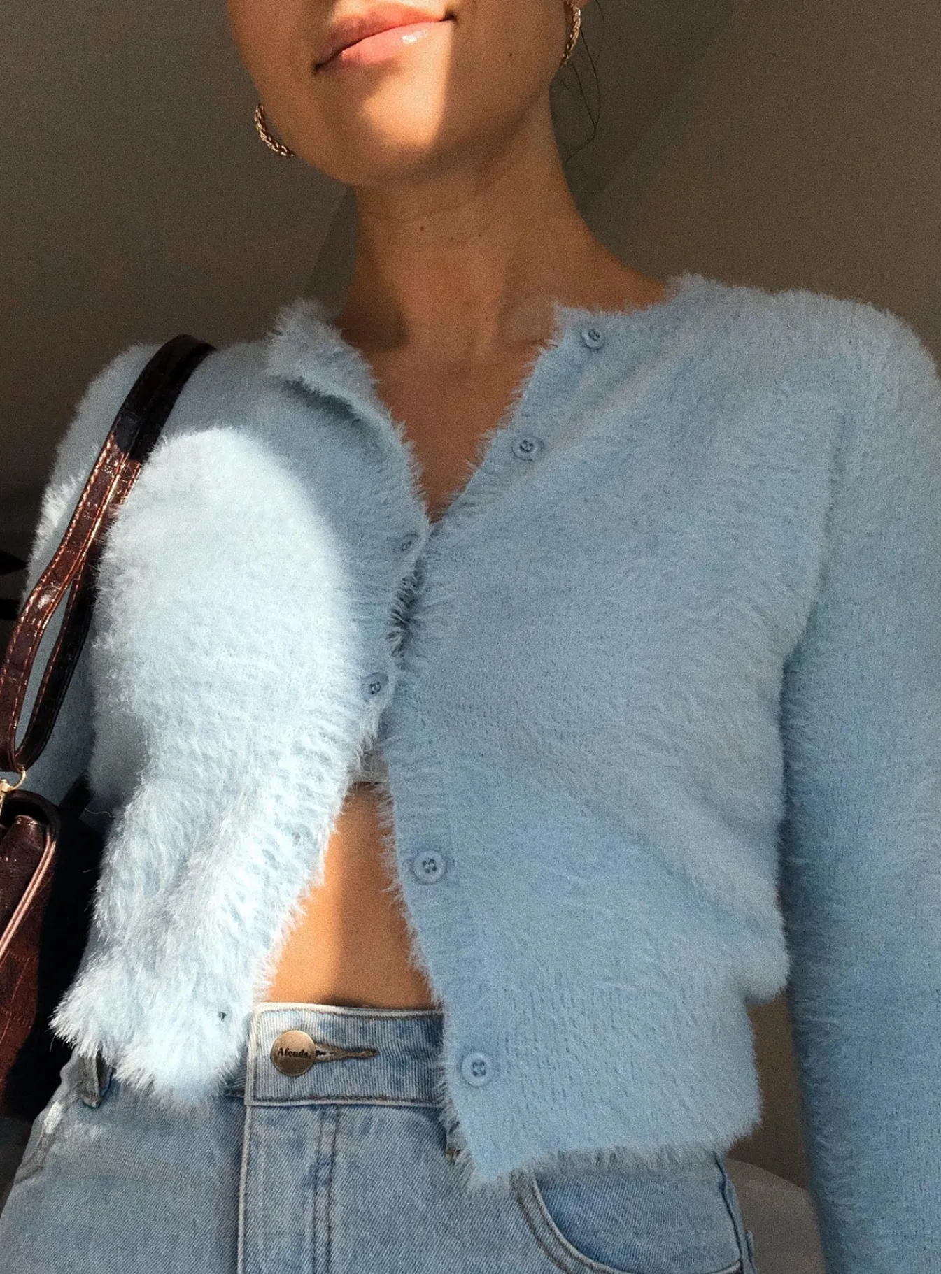 Princess Polly Phoebe Cropped Cardigan Blue Hot