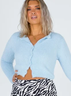 Princess Polly Phoebe Cropped Cardigan  Blue Hot