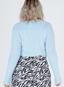 Princess Polly Phoebe Cropped Cardigan Blue Hot