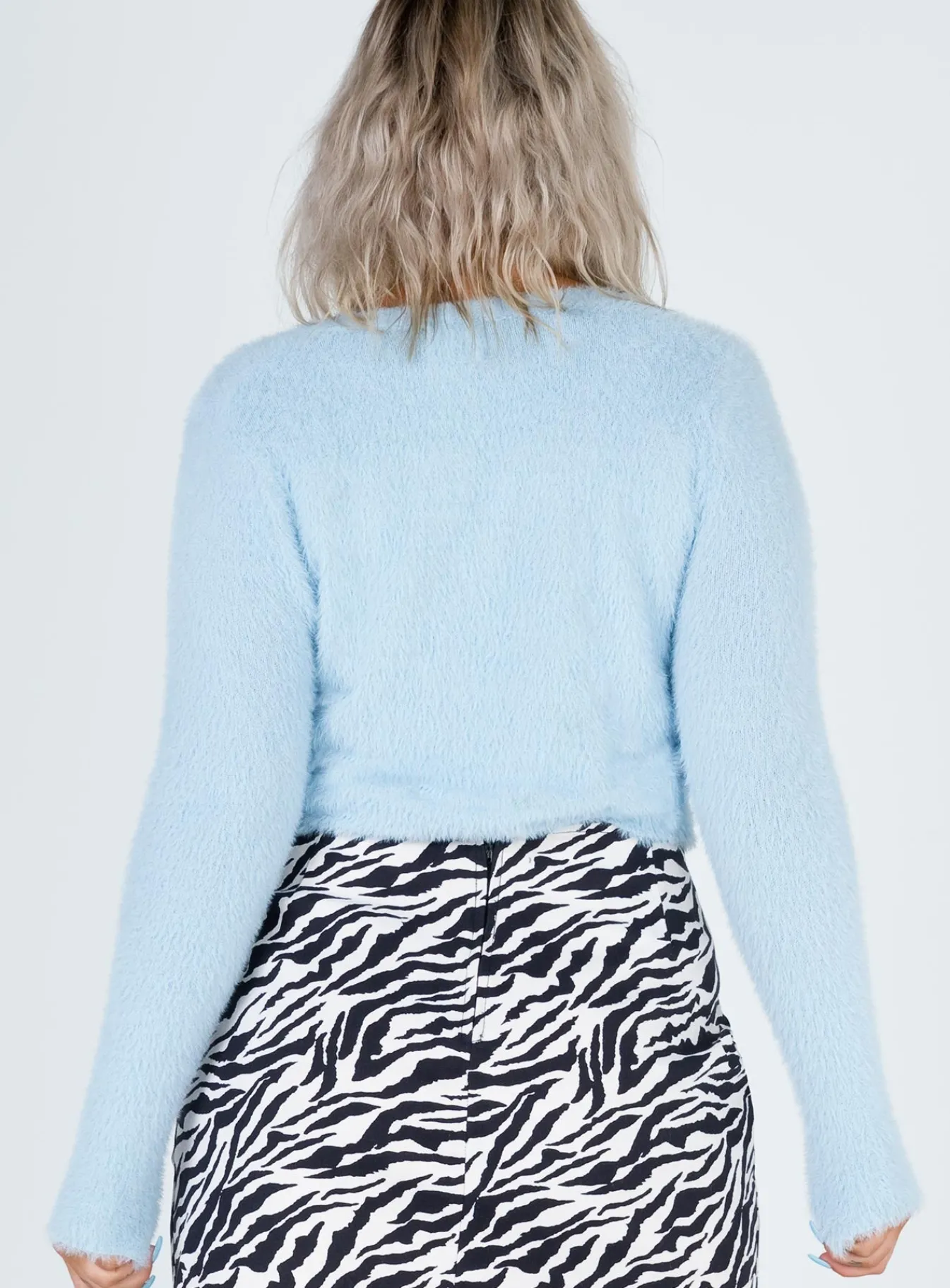 Princess Polly Phoebe Cropped Cardigan Blue Hot