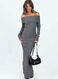 Princess Polly Phylis Off The Shoulder Maxi Dress  Slate Cheap