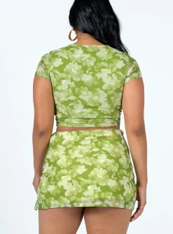 Princess Polly Piama Mini Skirt Green Hot