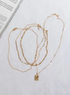 Princess Polly Plazzo Necklace Set  Gold Flash Sale