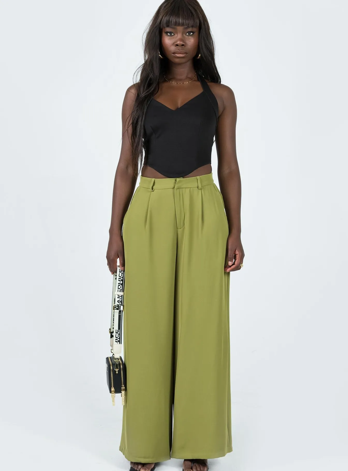 Princess Polly Plazzo Wide Leg Pants Khaki Discount