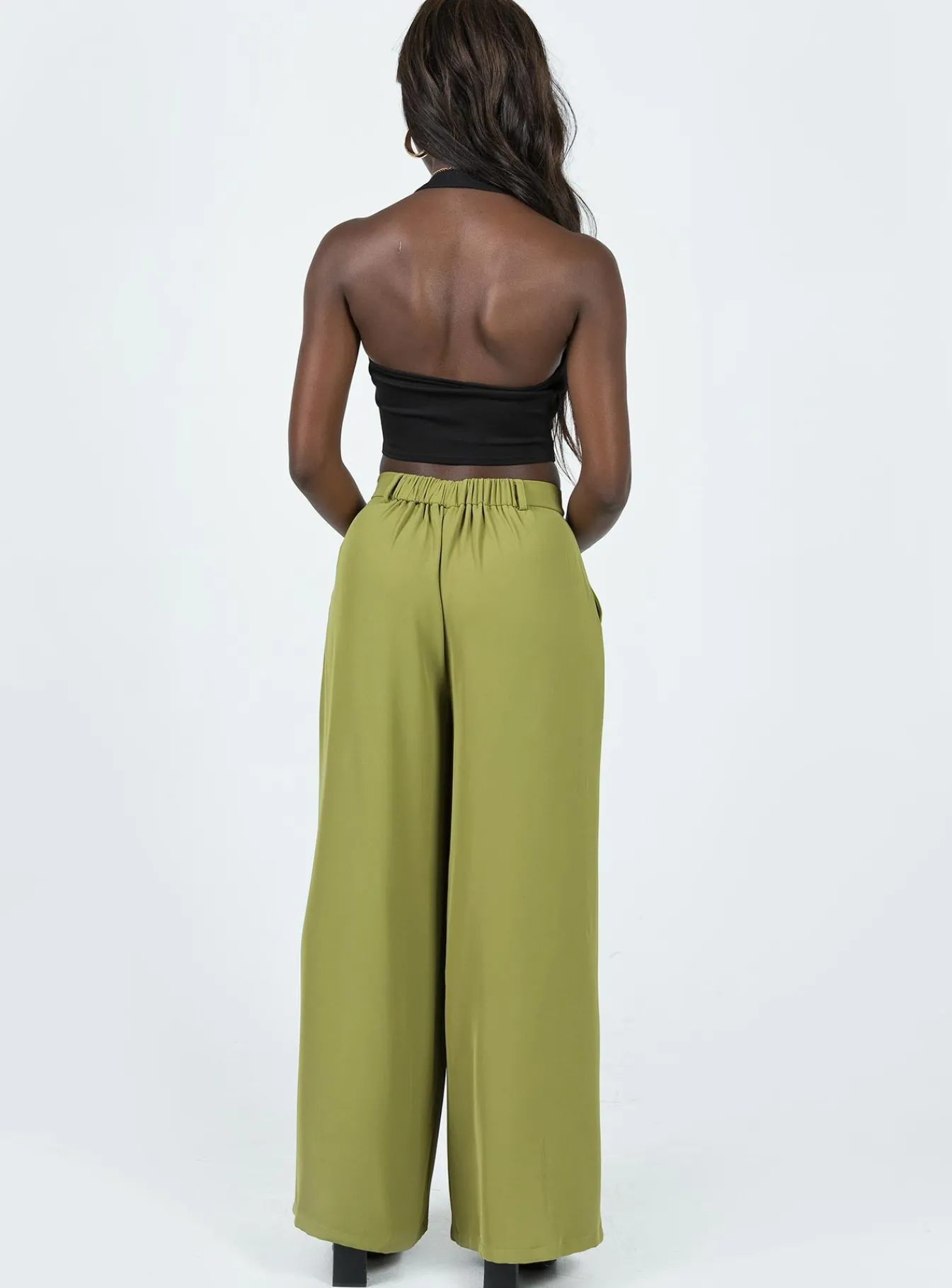 Princess Polly Plazzo Wide Leg Pants Khaki Discount