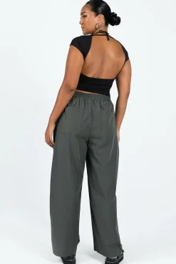 Princess Polly Plevna Nylon Pants Olive Clearance