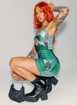 Princess Polly Poison Ivy Mini Dress  Green Fashion