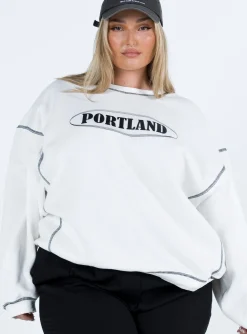 Princess Polly Portland Oversized Sweatshirtcurve   White Best Sale