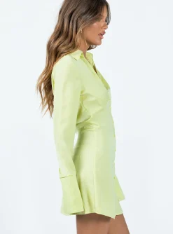 Princess Polly Posy Long Sleeve Mini Dress  Green Best