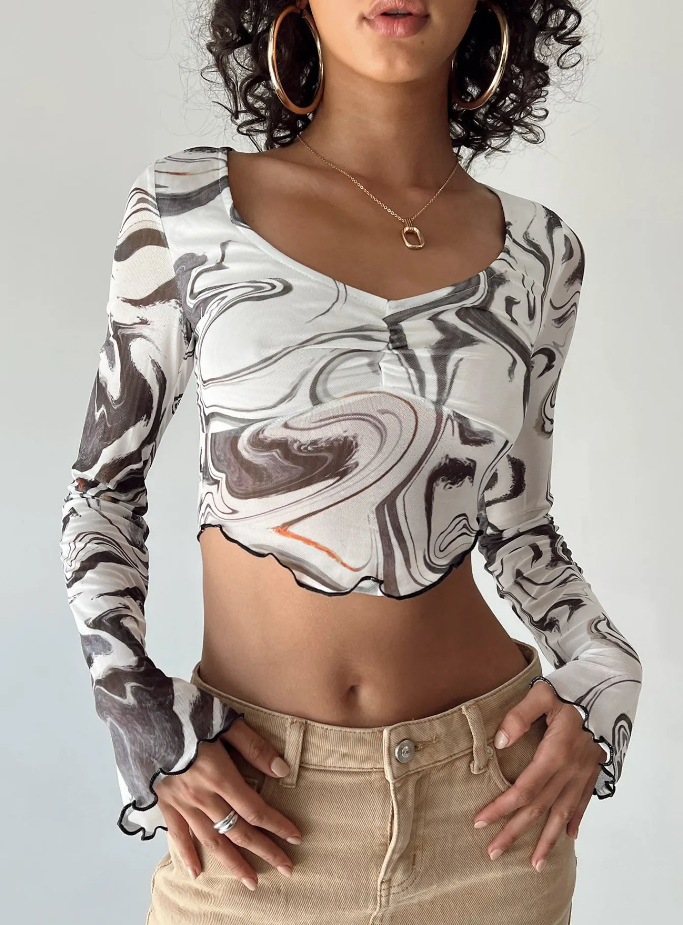 Princess Polly Pressman Top/ Black White Shop