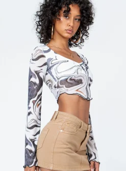 Princess Polly Pressman Top/ Black White Shop