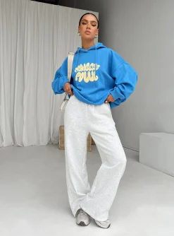 Princess Polly Hoodie Sweatshirt Bubble Text Blue / Yellow Flash Sale